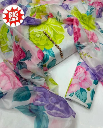 Swiss Lawn Digital Print 3Pc Dress Silk Duppta SW-019