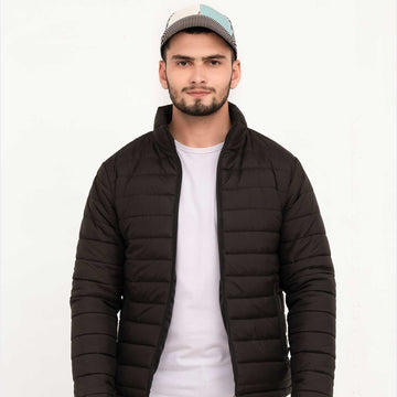 Stand Collar Puffer Jacket - Black