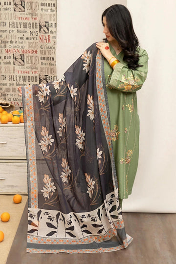 LAWN 3PC EMB WITH DIGITAL PRINTED SHAWL AD-092
