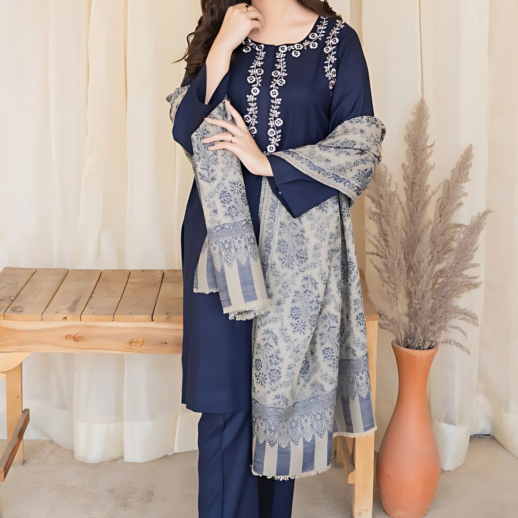 AISLING 3PC Lawn suit with Digital Printed  Shawll AF-19