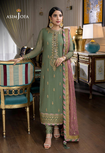 Luxury 3pc Chiffon Collection Unstitch AJJM-19